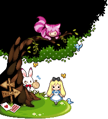 チェシャ猫とアリスのドット絵